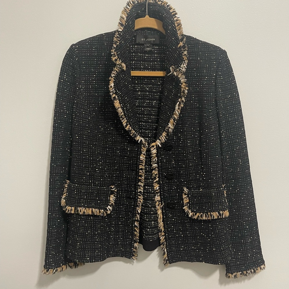 ST. JOHN blazer tweed fringe - Picture 12 of 13